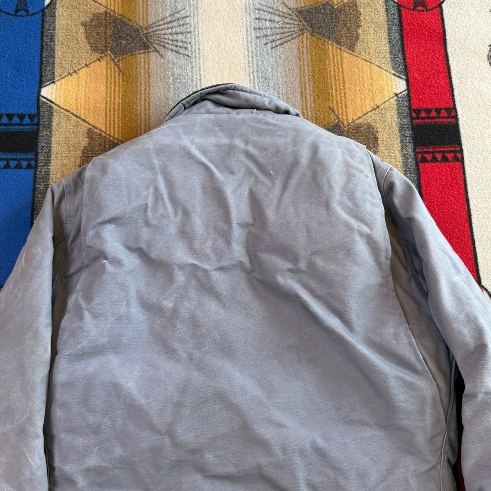 Carhartt Arctic Quilt Lined Duck Traditional Coat Blue Gray Vintage Made in USA - Picture 12 of 16
